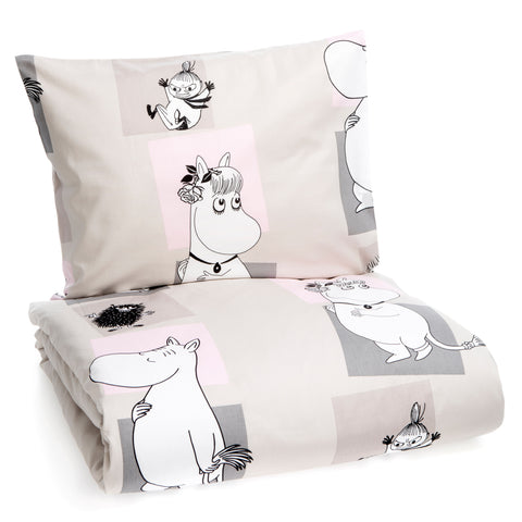 Moomin Square duvet cover set for children beige by Finlayson